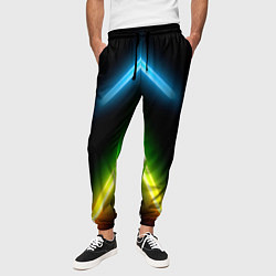Брюки на резинке мужские Neon multicolored lines, цвет: 3D-принт — фото 2