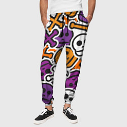 Брюки на резинке мужские Funny skulls, цвет: 3D-принт — фото 2