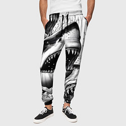 Брюки на резинке мужские Белая акула - стая, цвет: 3D-принт — фото 2