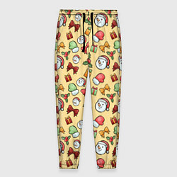 Брюки на резинке мужские Новогодний паттерн, цвет: 3D-принт