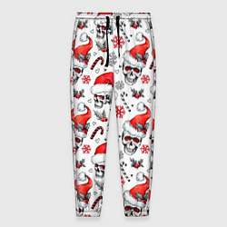 Брюки на резинке мужские Новогодние черепа, цвет: 3D-принт