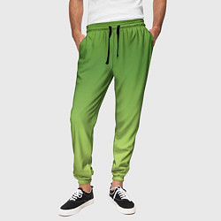 Брюки на резинке мужские Color green yellow, цвет: 3D-принт — фото 2