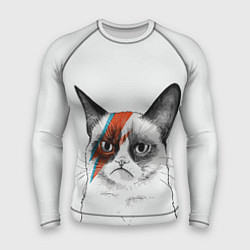 Рашгард мужской David Bowie: Grumpy cat, цвет: 3D-принт
