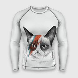 Рашгард мужской David Bowie: Grumpy cat, цвет: 3D-принт