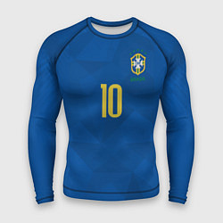 Рашгард мужской Сборная Бразилии: Неймар ЧМ-2018 гостевая, цвет: 3D-принт