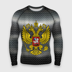 Рашгард мужской Герб России на металлическом фоне, цвет: 3D-принт