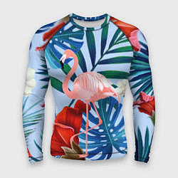 Рашгард мужской Фламинго в папоротнике, цвет: 3D-принт