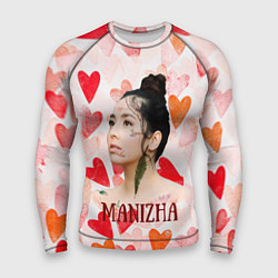 Рашгард мужской Manizha на фоне сердечек, цвет: 3D-принт