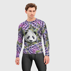 Рашгард мужской Панда среди цветов, цвет: 3D-принт — фото 2