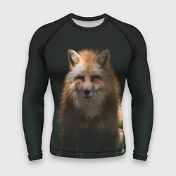 Рашгард мужской Хитрый лис на черном фоне, цвет: 3D-принт