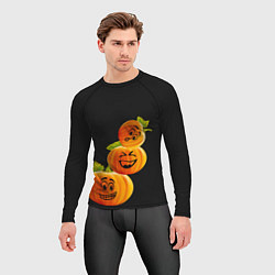 Рашгард мужской Хэллоуин смешные тыквы, цвет: 3D-принт — фото 2