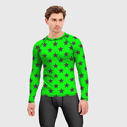 Рашгард мужской Звездный фон зеленый, цвет: 3D-принт — фото 2
