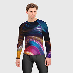 Рашгард мужской Цветные неоновые волны, цвет: 3D-принт — фото 2