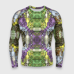 Рашгард мужской Коллекция Фрактальная мозаика Фиолетово-зеленый, цвет: 3D-принт
