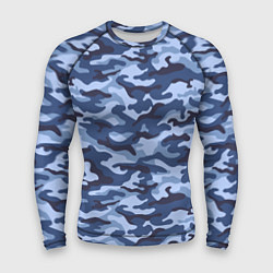 Рашгард мужской Синий Камуфляж Camouflage, цвет: 3D-принт