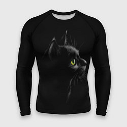 Мужской рашгард Черный кот на черном фоне