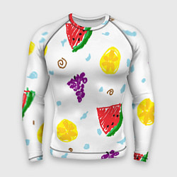 Рашгард мужской Пиксельные фрукты, цвет: 3D-принт