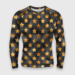Рашгард мужской Золотые звезды на черном, цвет: 3D-принт