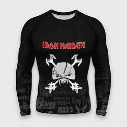 Мужской рашгард Iron Maiden логотипы рок групп