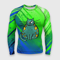 Рашгард мужской Прикольный зеленый кот, цвет: 3D-принт