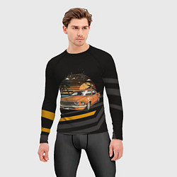 Рашгард мужской Оранжевый классический авто, цвет: 3D-принт — фото 2