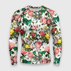 Рашгард мужской Узор из летних роз Summer Roses Pattern, цвет: 3D-принт