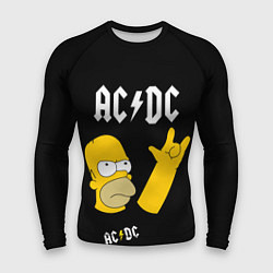 Рашгард мужской AC DC ГОМЕР СИМПСОН SIMPSONS, цвет: 3D-принт