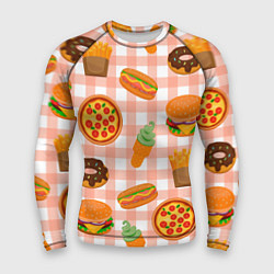 Мужской рашгард PIZZA DONUT BURGER FRIES ICE CREAM pattern