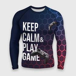 Рашгард мужской KEEP CALM& PLAY GAME PATTERN HEXAGONAL, цвет: 3D-принт