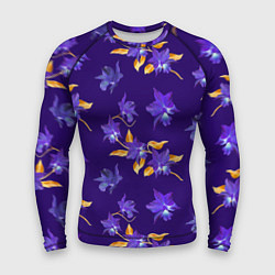 Рашгард мужской Цветы Фиолетовые Ирисы На Синем Фоне, цвет: 3D-принт