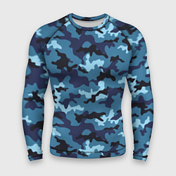 Рашгард мужской Камуфляж Тёмно-Синий Camouflage Dark-Blue, цвет: 3D-принт