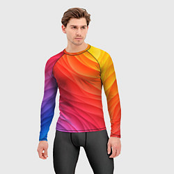 Рашгард мужской Разноцветные цифровые волны, цвет: 3D-принт — фото 2