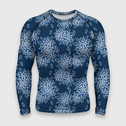 Рашгард мужской Темно-синий цветочный узор pattern, цвет: 3D-принт