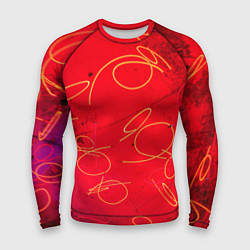 Рашгард мужской Неоновые фонарики на поверхности - Красный, цвет: 3D-принт