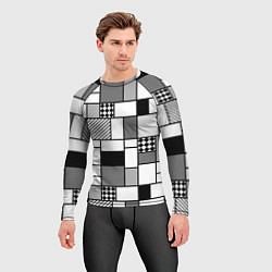 Рашгард мужской Черно белый геометрический скандинавский узор, цвет: 3D-принт — фото 2