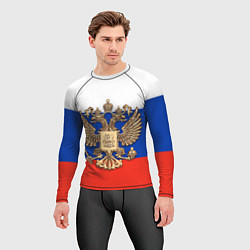 Рашгард мужской Герб России на фоне флага, цвет: 3D-принт — фото 2