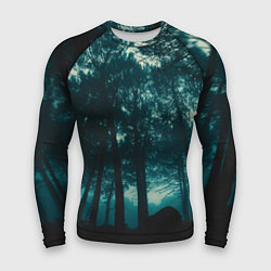 Рашгард мужской Тёмный лес на закате, цвет: 3D-принт