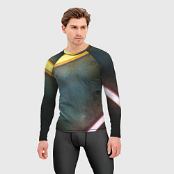 Рашгард мужской Абстрактная тёмная поверхность и неоновые фонари, цвет: 3D-принт — фото 2
