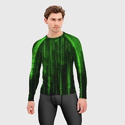 Рашгард мужской Двоичный код зеленый, цвет: 3D-принт — фото 2
