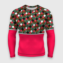 Мужской рашгард Красно-серый клетчатый узор