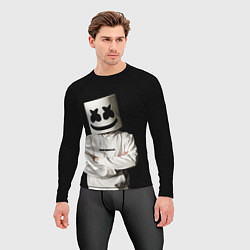 Рашгард мужской Marshmello на чёрном фоне, цвет: 3D-принт — фото 2