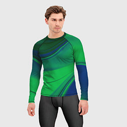 Рашгард мужской Зелёно-синий песок и блёстки, цвет: 3D-принт — фото 2