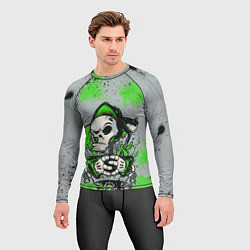 Рашгард мужской Slipknot скелет green, цвет: 3D-принт — фото 2