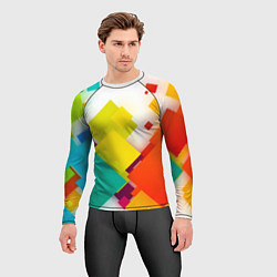 Рашгард мужской Цветные геометрические квадраты, цвет: 3D-принт — фото 2