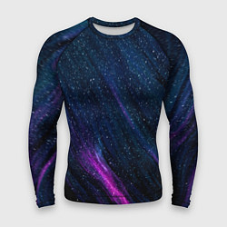 Рашгард мужской Звёздное абстрактное фиолетовое небо, цвет: 3D-принт
