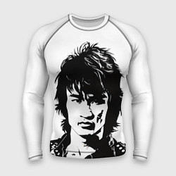 Мужской рашгард Виктор Цой чёрно-белый рисунок