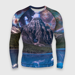 Рашгард мужской Горы и лес у озера, цвет: 3D-принт