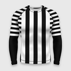 Рашгард мужской Черно белый узор в полоску, цвет: 3D-принт