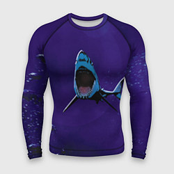 Рашгард мужской Акула в синем море, цвет: 3D-принт