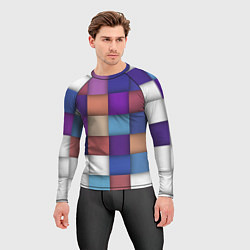 Рашгард мужской Геометрическое множество разноцветных квадратов, цвет: 3D-принт — фото 2